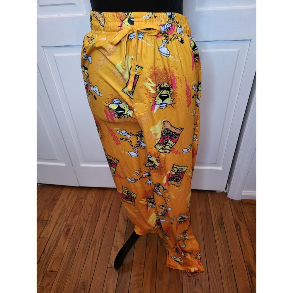 Orange Cheetos Chester Cheetah Flaming Hot Print Pajama Pant L Soft Comfy Cozy